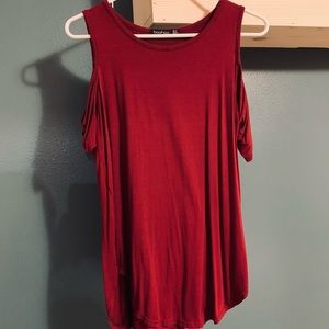 Maroon Boohoo Cold Shoulder Top size 8